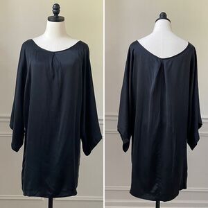 Blaque Label Matte Satin Drop Sleeve Wide Neck Shift Dress Black L